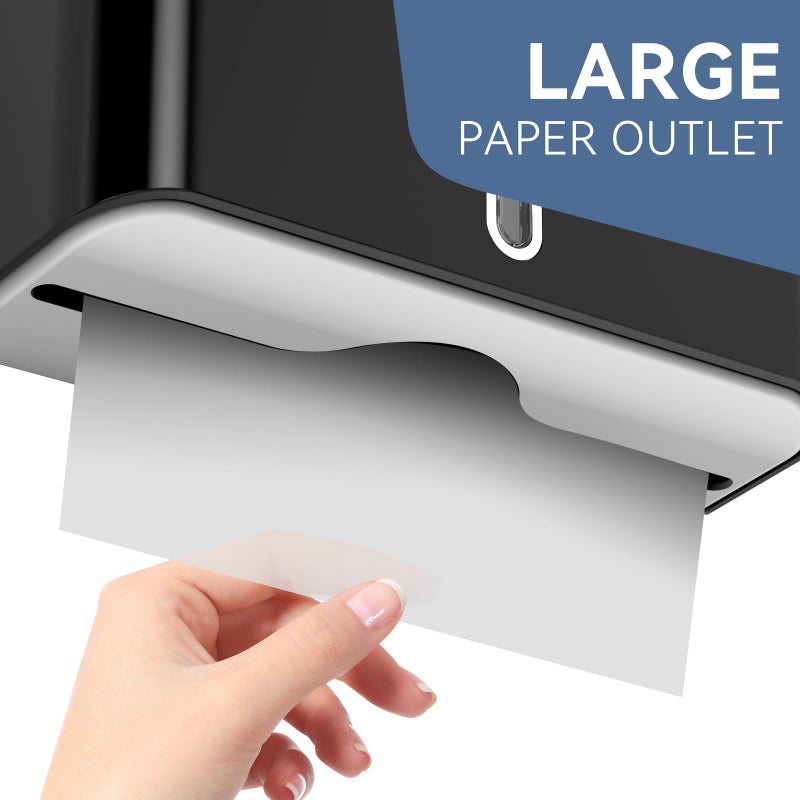 PLUSSEN Paper Towel Dispenser Wall Mount, Adhesive No Drilling Multifold Trifold C Fold Commercial Hand Towel Dispenser,Black - Image 4
